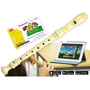 Voggenreiter Blokfluit van kunststof voor kinderen vanaf 6 jaar en beginners incl. Flute Master (leersoftware app) - Duitse greep in de kleur crèmewit