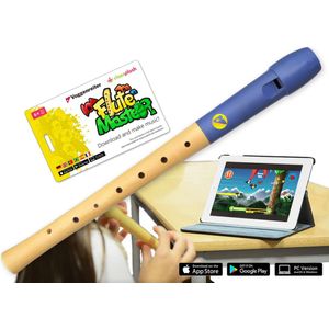 Voggenreiter Blokfluit van hout & kunststof voor kinderen vanaf 6 jaar en beginners incl. Flute Master (Lersoftware App) - Duitse grip & blauwe fluitkop 1142-7