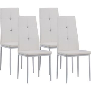 Albatros eetkamerstoelen DIAMOND set van 4, wit, comfortabel & ergonomisch gevormde rugleuning, keukenstoelen