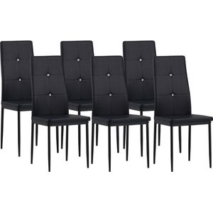 Albatros eetkamerstoelen DIAMOND set van 6, zwart, comfortabel & ergonomisch gevormde rugleuning, keukenstoelen