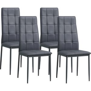 Albatros Eetkamerstoelen Rimini in Set van 4, Grijs - Edele Italiaanse vormgeving - kunstlederen bekleding, comfortabele gestoffeerde stoel - Moderne keukenstoel, eetkamerstoel of eettafelstoel