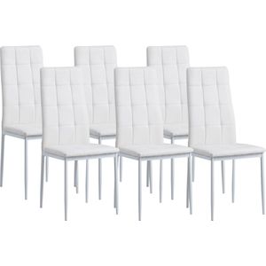 Albatros Eetkamerstoelen Rimini in Set van 6, Wit - Edele Italiaanse vormgeving - kunstlederen bekleding, comfortabele gestoffeerde stoel - Moderne keukenstoel, eetkamerstoel of eettafelstoel