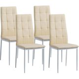 Albatros Eetkamerstoelen Rimini in Set van 4, Beige - Edele Italiaanse vormgeving - kunstlederen bekleding, comfortabele gestoffeerde stoel - Moderne keukenstoel, eetkamerstoel of eettafelstoel