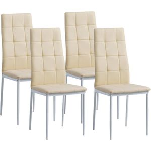 Albatros Eetkamerstoelen Rimini in Set van 4, Beige - Edele Italiaanse vormgeving - kunstlederen bekleding, comfortabele gestoffeerde stoel - Moderne keukenstoel, eetkamerstoel of eettafelstoel