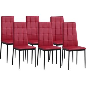 Albatros Eetkamerstoelen Rimini in Set van 6, Rood - Edele Italiaanse vormgeving - kunstlederen bekleding, comfortabele gestoffeerde stoel - Moderne keukenstoel, eetkamerstoel of eettafelstoel