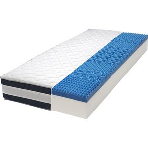 RELAXX Gel Matras met 3D Memory Foam - 7 Zones; 25cm Hoogte; H4, H3, H2 Gemengde Hardheidsgraad - Omkeerbaar Koudschuim Matras met Optimale Drukverlaging