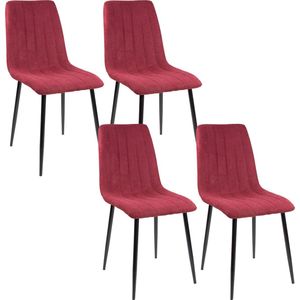 Albatros eetkamerstoelen Garda 4 stuks, Rood - Comfortabele gestoffeerde stoel, modern en stijlvol - Elegante keukenstoel, eetkamerstoel of eettafelstoel in retro look