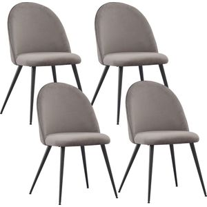Esszimmerstühle mit Samt-Bezug 4er Set capo, Grau - Stilvolles Vintage Design, Eleganter Polsterstuhl am Esstisch - Küchenstuhl oder Stuhl Esszimmer