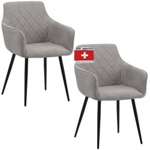 Esszimmerstühle 2er Set sila, Grau - Modern und Stilvoll, bequemer Polsterstuhl - Eleganter Küchenstuhl, Stuhl Esszimmer oder Esstisch Stuhl im