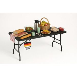 Albatros Buffettisch Klapptisch Schwarz/Rattan– robuste Konstruktion klappbar und hohe Tragkraft –für bis zu 10 Personen – für Bierzelt mit Tragegriff
