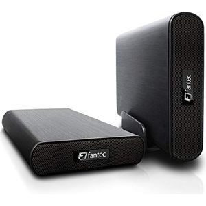 FANTEC DB-AluAir U2e externe harde schijf behuizing (voor montage 8,89 cm (3,5 inch) SATA harde schijf, USB 2.0 en eSATA met One Touch Backup functie, zwarte aluminium behuizing