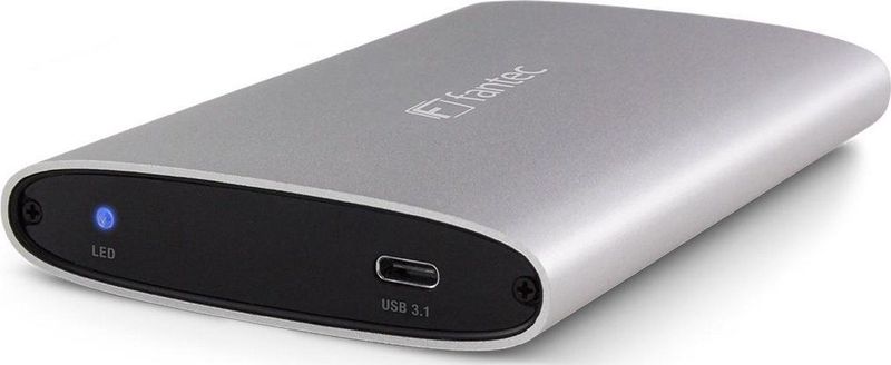 FANTEC ALU-25U31 Externes Festplattengehäuse (für den Einbau einer 6,35 cm (2,5 Zoll) SATA Festplatte oder SSD, USB 3.1 und UASP, Datentransfer bis 10Gbit/s, passive Kühlung, Aluminium Gehäuse) silber