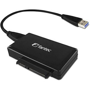 FANTEC AD-U3SA USB 3.0 naar SATA-adapter (voor 6,35 cm (2,5 inch) of 8,89 cm (3,5 inch) SATA I/II/III harde schijven en SSDs of 13,34 cm (5,25 inch) drive, 6 G ondersteuning) zwart