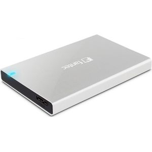 Fantec ALU-25B31 externe behuizing voor SATA I/II/III of SSD harde schijf 2,5 inch (6,35 cm) hoogte max. 9,5 mm, USB 3.1 (micro USB-B), UASP-protocol, zilveren behuizing