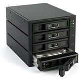 FANTEC BP-T3141 SAS I, II + SATA I, III backplane voor 4x 3,5 inch / 2,5 inch HDD/SSD in een 3x 5,25 inch sleuven. Met een 80 mm ventilator aan de achterkant. Aluminium behuizing en front in zwart.