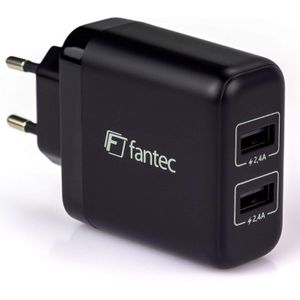 FANTEC SC-A224 Smart Charge 24W 2-poorts USB-A 5V 4,8A Kleur: zwart, 2478