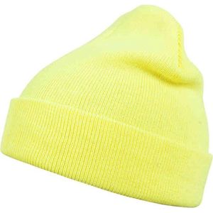 MSTRDS - Beanie Basic Flap neonyellow one size Beanie Muts - Geel