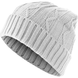 MSTRDS - Beanie Cable Flap white one size Beanie Muts - Wit