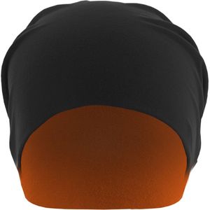 MasterDis beanie muts reversible zwart neon oranje