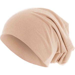 MSTRDS - Pastel Jersey Beanie cappuccino one size Beanie Muts - Bruin