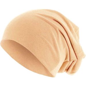 MSTRDS - Pastel Jersey Beanie peach one size Beanie Muts - Beige