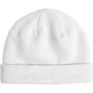 MSTRDS - Short Cuff Knit Beanie white one size Beanie Muts - Wit