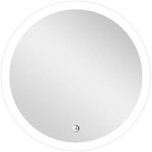 Talos badkamerspiegel met verlichting Lunar - badkamerspiegel met Ø 59 cm - ronde spiegel met omgevingslicht en een wit metalen behuizing