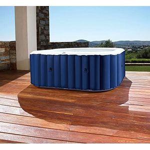 GARDWELL Opblaasbare outdoor saffier voor 4 personen 158 x 158 x 68 cm met massagejets en filter- opblaasfunctie met druk op de knop zwembad hoekig in blauw