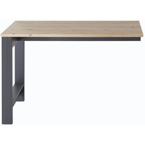 Stella Trading JASMIN Bureau hoek in grafiet, Artisan eiken look - hoekbureau uitbreiding voor meer werkblad - landelijke stijl kantoormeubilair complete set - 120 x 76 x 50 cm (B/H/D)