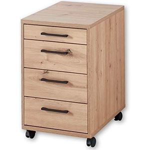 Stella Trading INNO4HOME Rolcontainer bureau, Artisan eiken look - mobiele ladekast bureaukast met 4 laden passend bij het bureau - 43 x 68 x 55 cm (B x H x D)