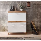 Secretaire Vanya - Wit/Eik - Spaanplaat en MDF - Uitklapbaar Bureaublad