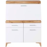 Secretaire Vanya - Wit/Eik - Spaanplaat en MDF - Uitklapbaar Bureaublad