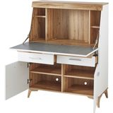 Secretaire Vanya - Wit/Eik - Spaanplaat en MDF - Uitklapbaar Bureaublad