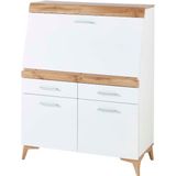 Secretaire Vanya - Wit/Eik - Spaanplaat en MDF - Uitklapbaar Bureaublad