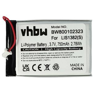 vhbw Li-Polymeer batterij 750mAh (3,7 V) compatibel met eBook Reader Sony Portable Reader PRS-300, PRS-300SC, PRS-300RC, PRS-300BC vervanging voor LIS1382(S), 9702A50844.