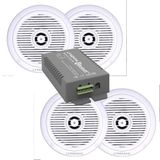 Lyndahl speakerset Bluetooth versterker 4 kanalen AMP4X15BT en 2-weg inbouwluidspreker CS180IP met 2 of 4 plafondluidsprekers voor vochtige ruimtes Badkamer met 4 luidsprekers