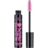essence I LOVE EXTREME volume mascara, Nr. 01, Schwarz, volumengebend, schwunggebend, verlängernd, vegan, ohne Mikroplastikpartikel, Nanopartikel frei, ohne Parfüm, 1er Pack (12ml)