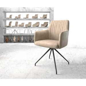 Gestoffeerde-stoel Greg-Flex kruisframe conisch zwart microvelours beige vintage pocketveer kern
