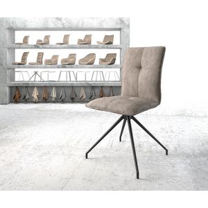 Gestoffeerde-stoel Maddy-Flex kruisframe conisch zwart microvelours taupe vintage