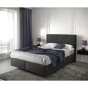 Bed Dream-Well Zwart 140x200 cm Microvezel stof met matras en topper boxspring-bed