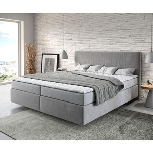 Bed Dream-Well Grijs 180x200 cm Microvezel stof met matras en topper boxspring-bed
