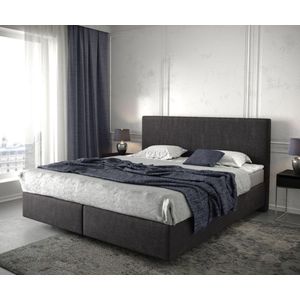 Bed Dream-Well Zwart 180x200 cm Microvezel stof met matras en topper boxspring-bed