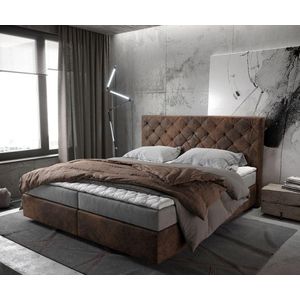 Bed Dream-Great bruin vintage 180x200 cm met matras en topper Boxspring-bed