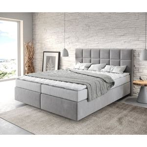 Boxspring bed Dream-Fine microvezel grijs 160x200 met matras en topper