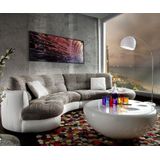 Sofa Napoli 300x95cm Weiss Hellgrau mit Kissen