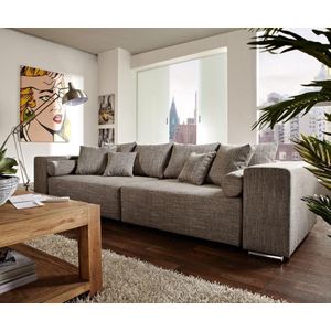 Ligbank Marbeya lichtgrijs 285x115 cm met slaapfunctie Big-Sofa