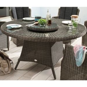 Destiny Tuintafel Luna Polyrotan, ø 150x75 cm, opliggende glasplaat en draaischijf ø 58 cm (set, 2-delig)