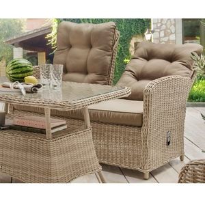 Destiny Loungebank MERANO II Polyrotan, rugleuning traploos verstelbaar, incl. kussens