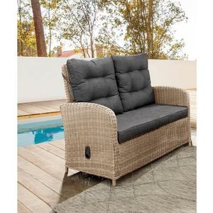 Destiny Loungebank MERANO II Polyrotan, rugleuning traploos verstelbaar, incl. kussens