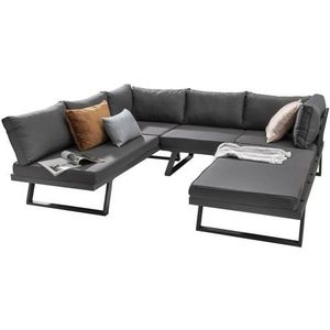 Destiny Tuinset Manhattan Loungehoek, verstelbaar, 1 hocker/ tafel 70x70x30 cm, incl. kussens (set, 13-delig)